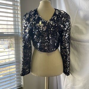 Sequin Black Long Sleeve Jacket